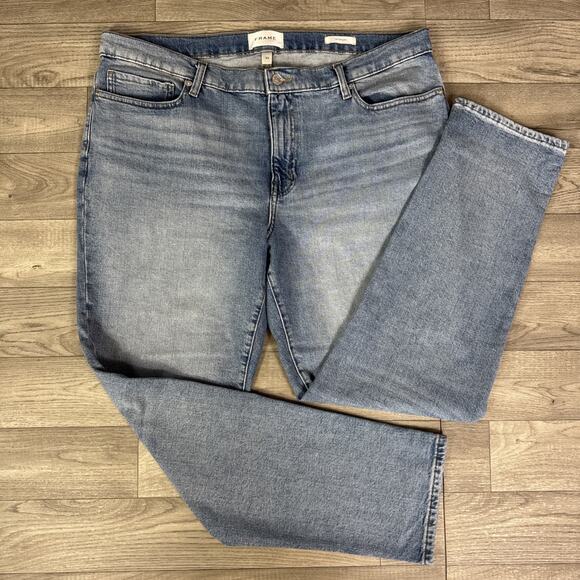 FRAME Le Garcon Boyfriend Fit High Rise Denim Jeans Light Wash sz 33 - Picture 1 of 7